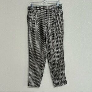 Anthropologie Women’s Slim Ankle Pants Black Gold Geometric Print Size Medium